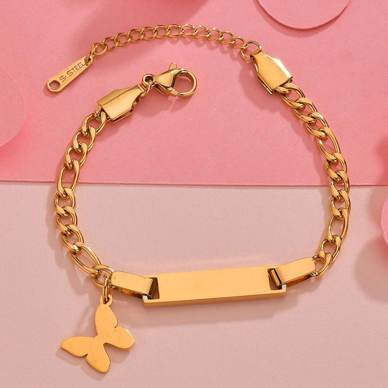 Custom Charm Bar Bracelet, Personalized Laser Engraved Name Bracelet for Women