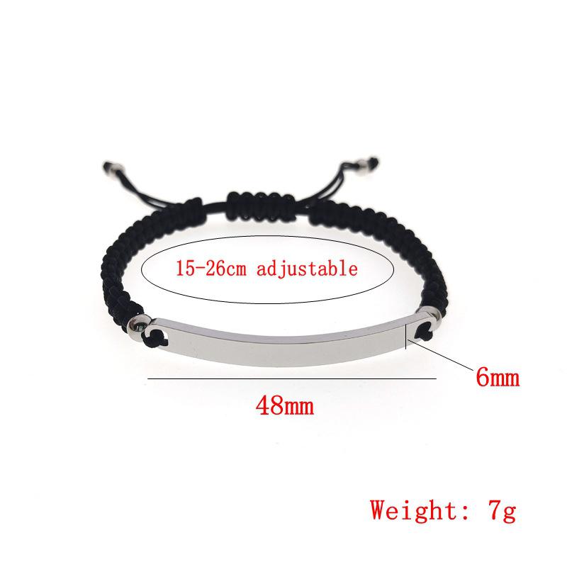 Custom Rope Braided Bar Bracelet & Anklet, Personalized Laser Engraved Name Jewelry for Friend & Couple