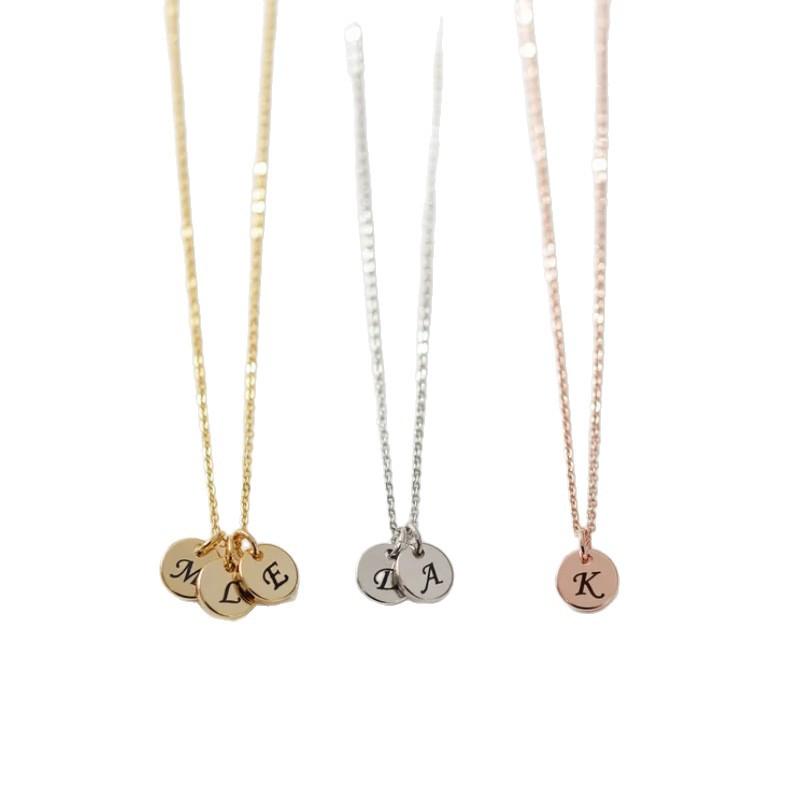 Custom Personalized Initial Engraved Disc Pendant Necklace, Customizable Letter Charm Necklace for Family & Best Friend