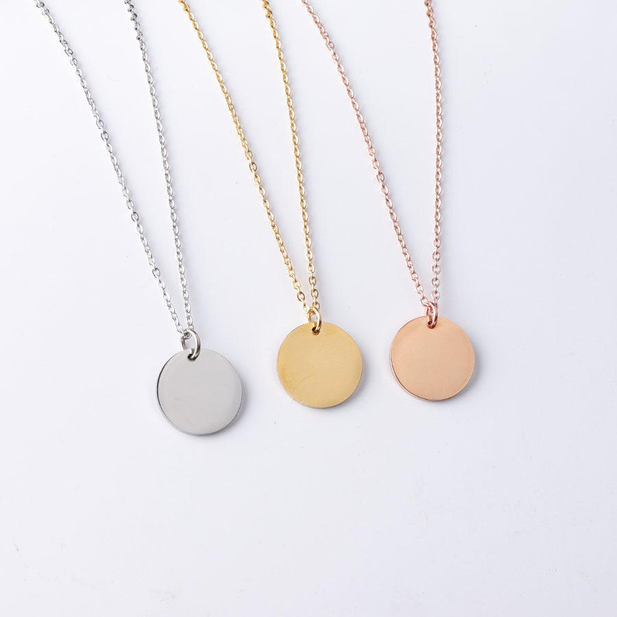 Custom Round Disc Necklace, Personalized Name Engraved Pendant for Women & Best Friends