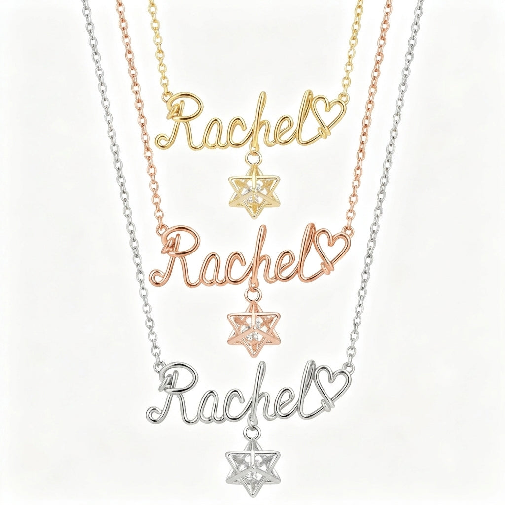 Custom Name Necklace with Heart & Birthstone Pendant, Personalized Jewelry for Women
