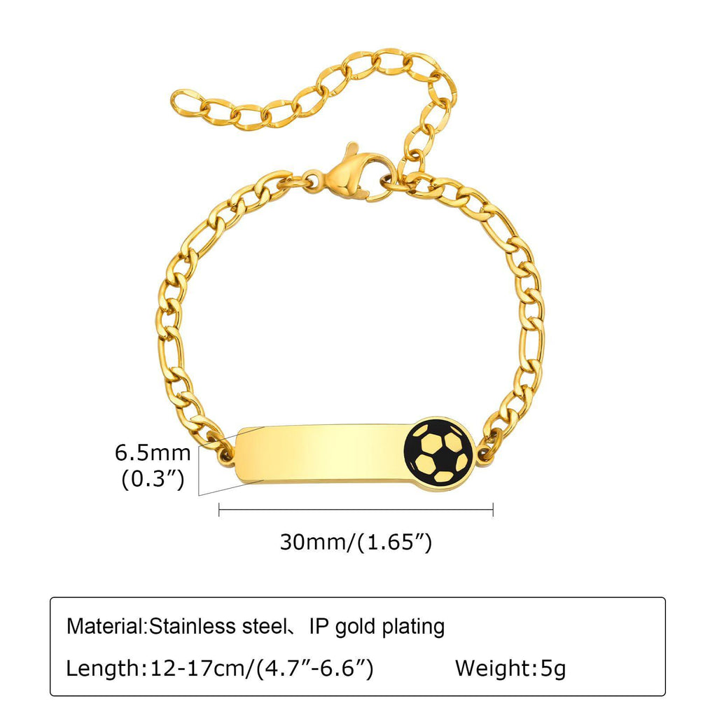 Custom Charm Bracelet (Butterfly/Unicorn/Soccer), Personalized Laser Engraved Name Bar Bracelet for Kids & Girls