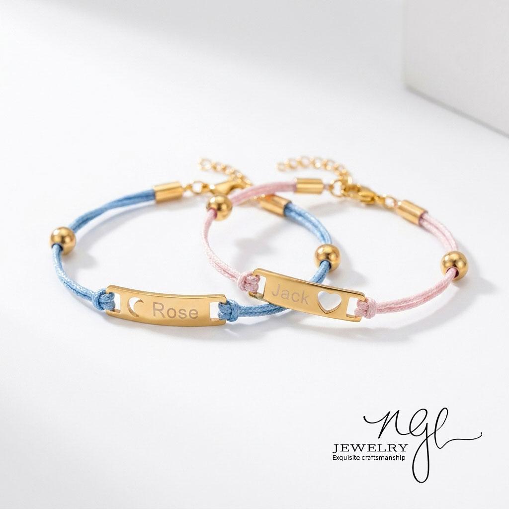 Custom Engraved Matching Couple Rope Bracelets
