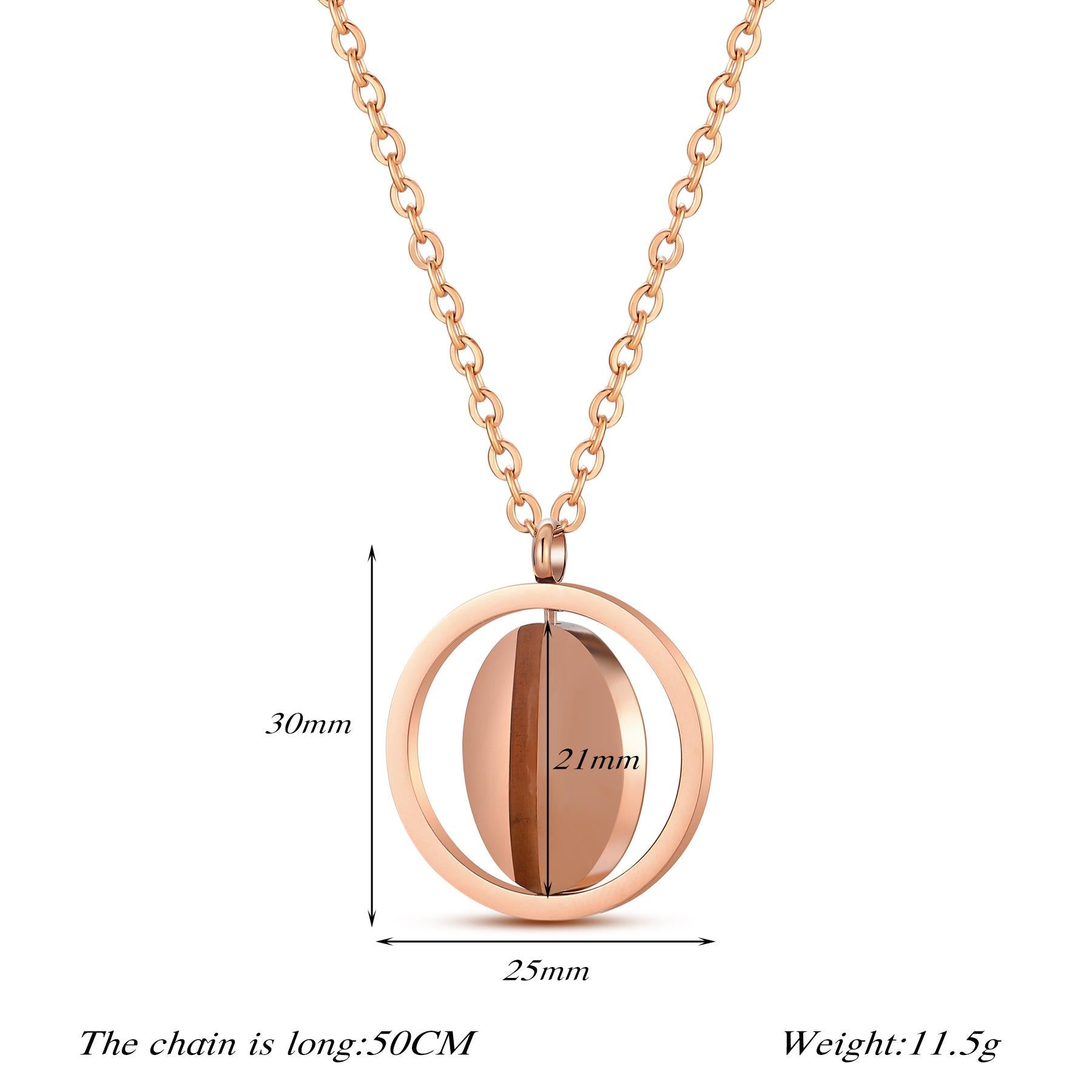Custom Rotatable Round Pendant Necklace, Personalized Laser Engraved Name Jewelry for Women & Men, Ideal Gift for Family, Friends & Couples