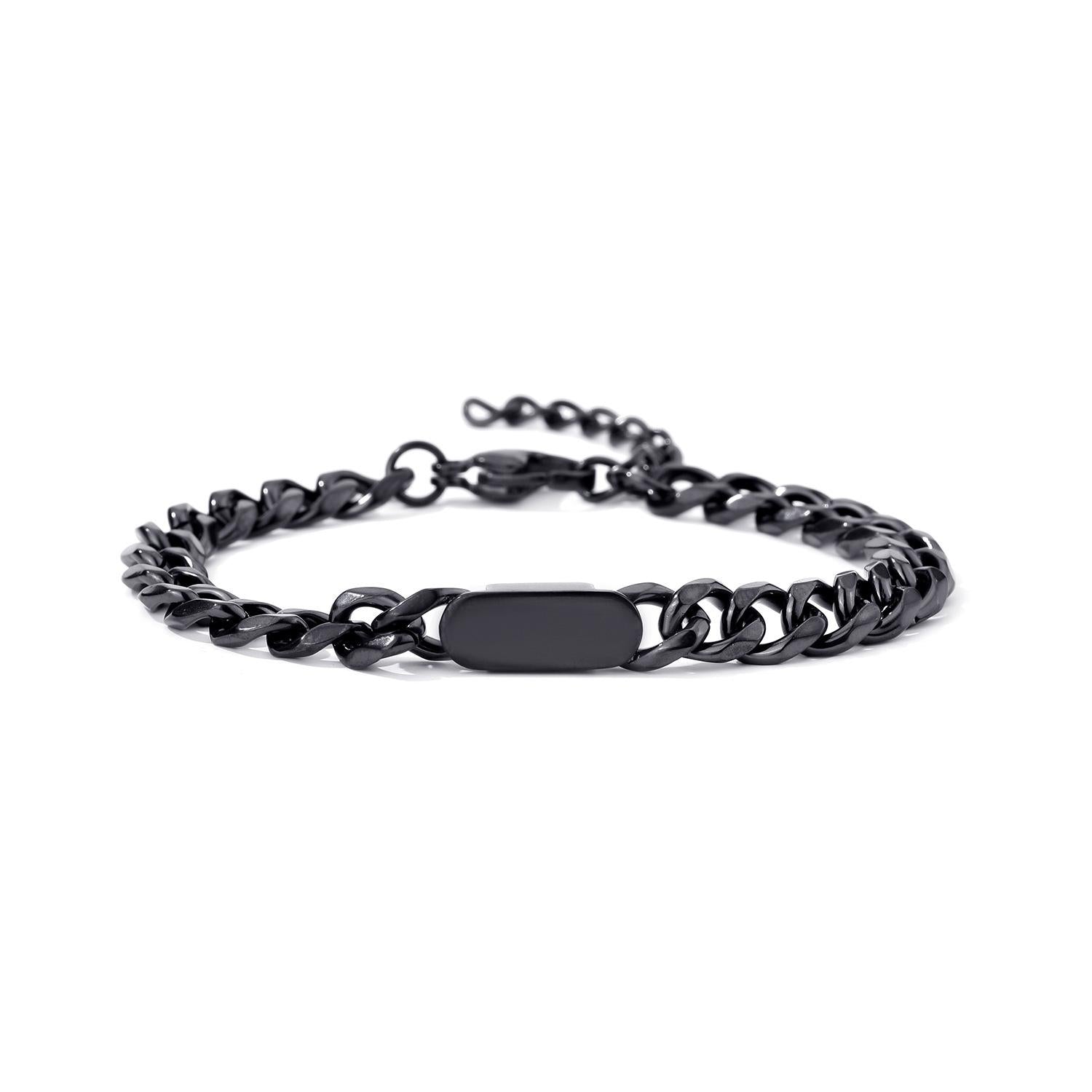 Custom Cuban Chain ID Bracelet & Anklet, Personalized Laser Engraved Name Plate Jewelry for Women & Men