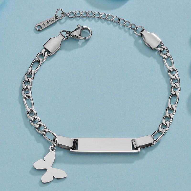 Custom Charm Bar Bracelet, Personalized Laser Engraved Name Bracelet for Women