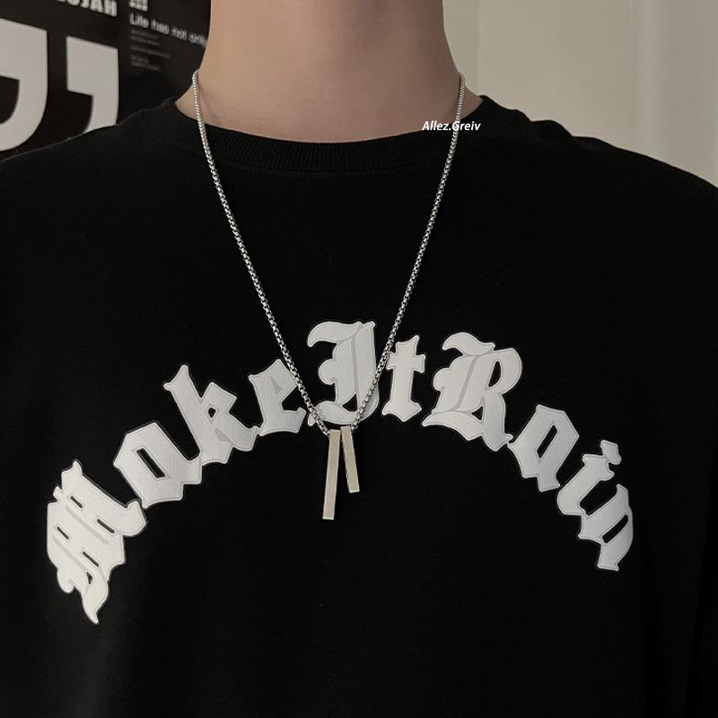 Custom Double Bar Minimalist Necklace, Personalized Laser Engraved Name Pendant for Men & Women