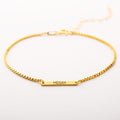 Custom Engraved Thin Box Chain Bar Bracelet