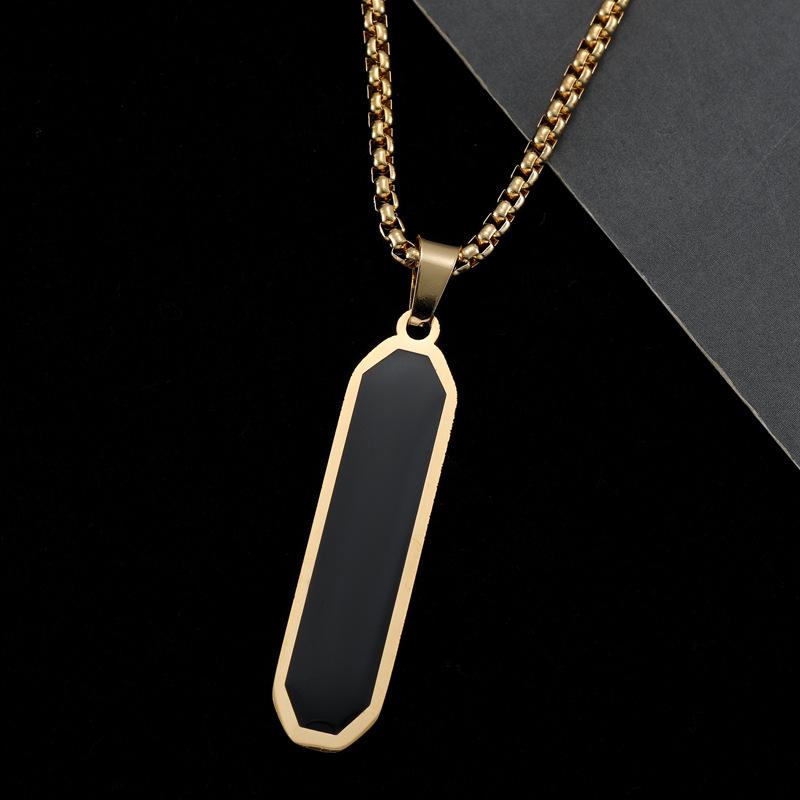 Custom Engravable Long Bar Pendant Necklace, Personalized Name Laser Engraved Jewelry for Him & Her