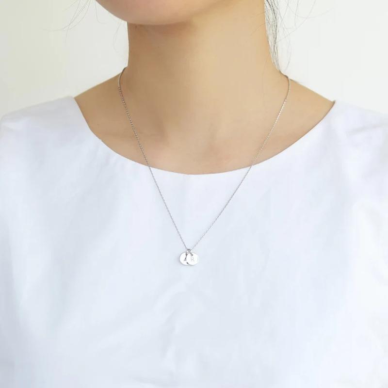 Custom Personalized Initial Engraved Disc Pendant Necklace, Customizable Letter Charm Necklace for Family & Best Friend