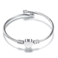 Custom Heart Cable Bangle Bracelet, Personalized Laser Engraved Name/Initials Jewelry for Women, Best Friend & Family
