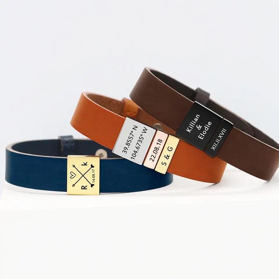 Custom Personalized Engraved Bracelet, Customizable with Names, Dates, Coordinates for Family, Couple & Friend