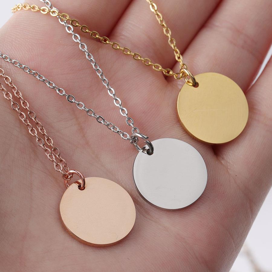 Custom Round Disc Necklace, Personalized Name Engraved Pendant for Women & Best Friends