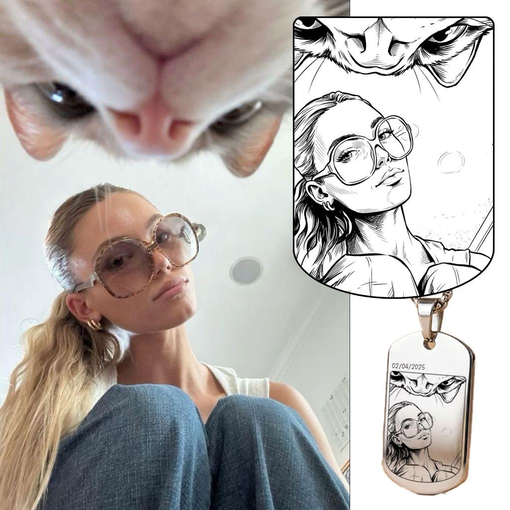 Custom Photo Engraved Pendant Necklace, Personalized Memorial Gift for Him/Her