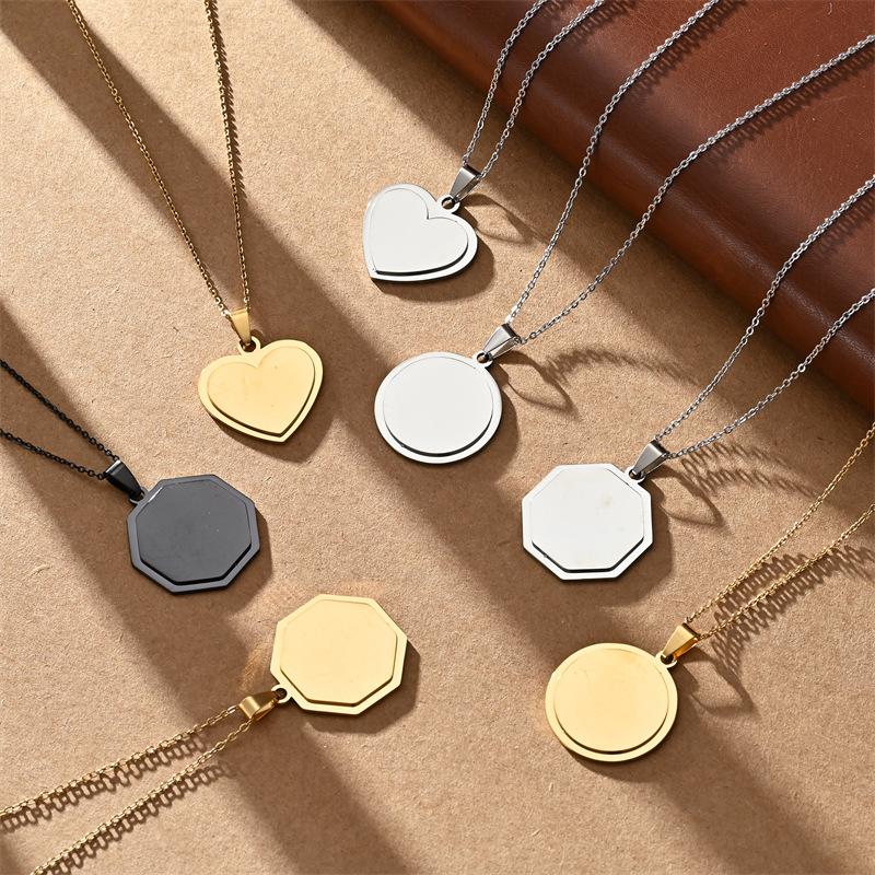 Custom Multi - Shape (Circle/Heart/Hexagon) Pendant Necklace, Personalized Laser Engraved Name Jewelry for Family, Friends & Lovers