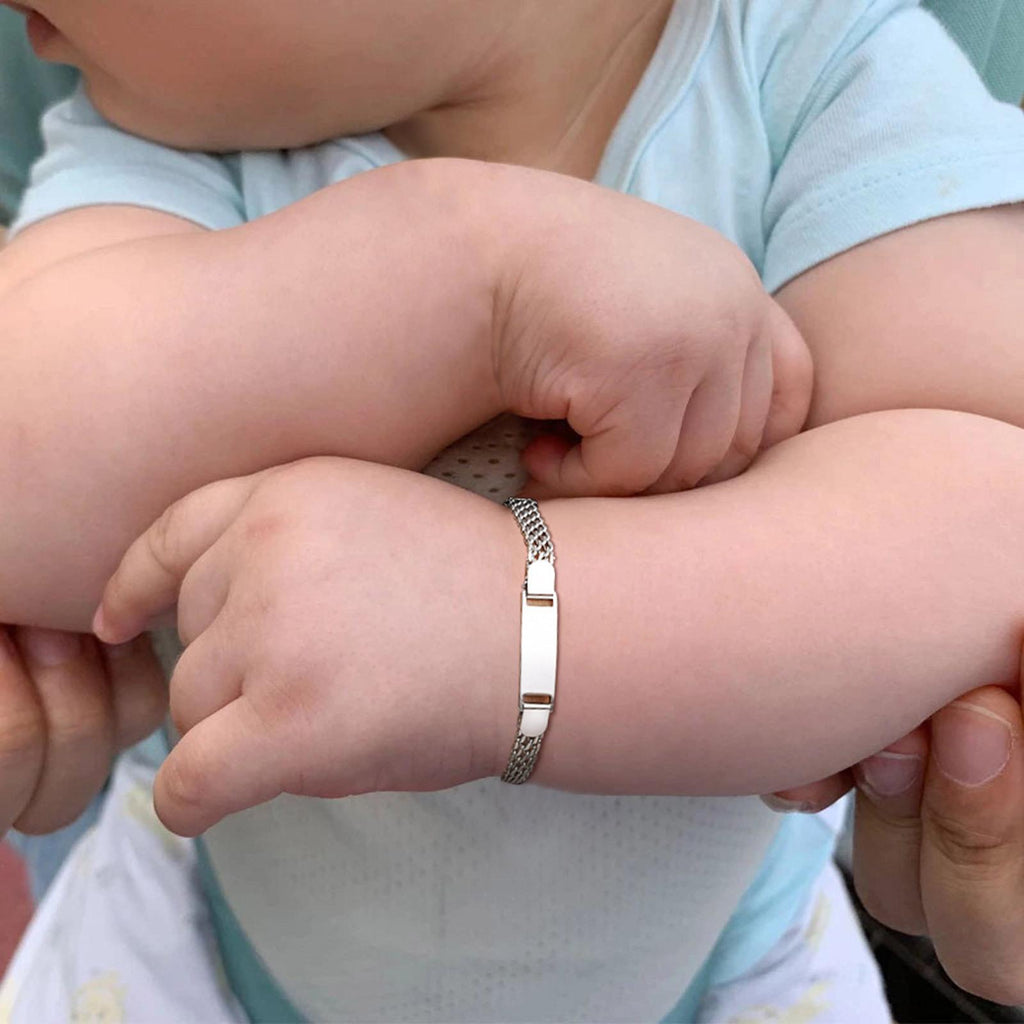 Custom Engravable ID Tag Chain Bracelet, Personalized Laser Engraved Name Bracelet for Kids & Daily Wear