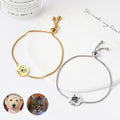 Custom Pet Portrait Engraved Slider Bracelet, Personalized Laser Engraved Name Bracelet for Pet Lovers