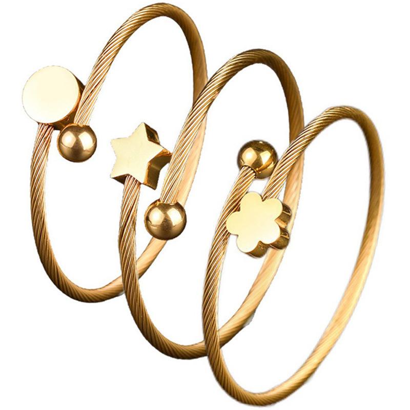 Custom Star Flower Disc Charm Bracelet & Anklet, Personalized Laser Engraved Bangle with Name Engraving