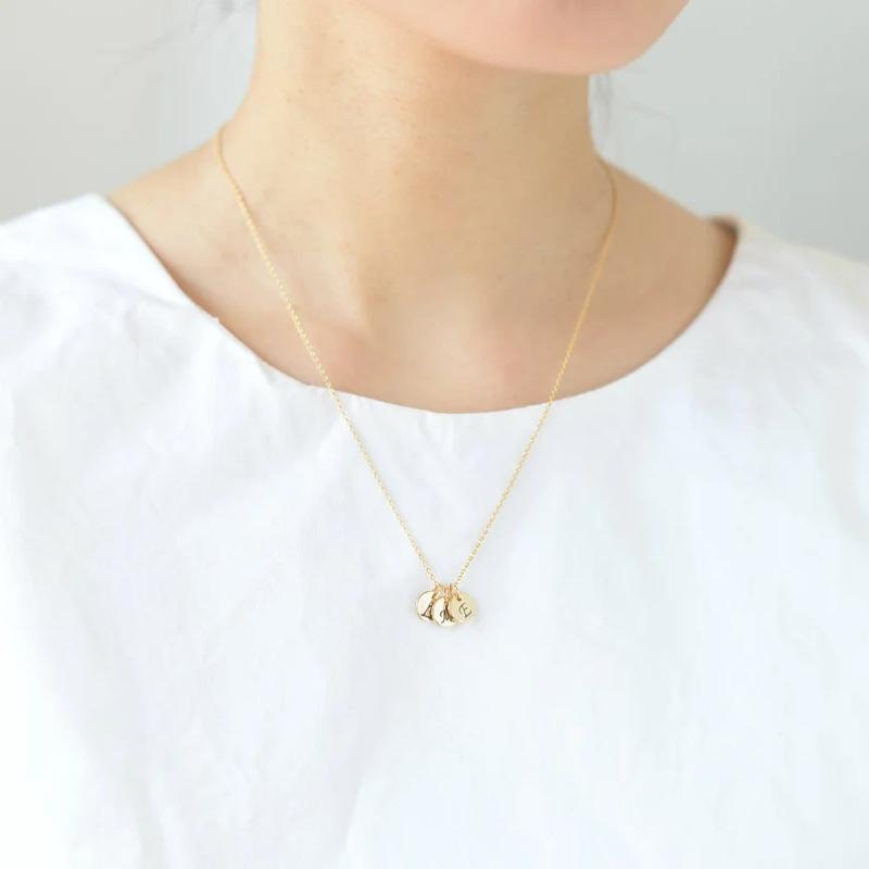 Custom Personalized Initial Engraved Disc Pendant Necklace, Customizable Letter Charm Necklace for Family & Best Friend