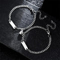 Custom Magnetic Heart Bar Bracelet Set, Personalized Laser Engraved Name Bracelets for Couple & Best Friend
