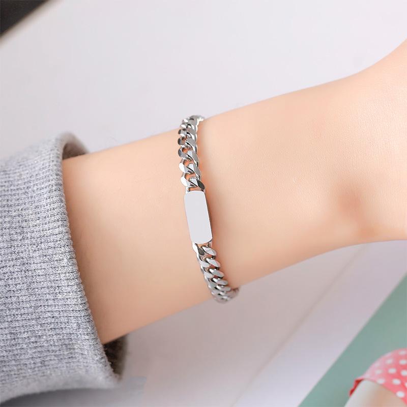 Custom Cuban Chain ID Bracelet & Anklet, Personalized Laser Engraved Name Plate Jewelry for Women & Men