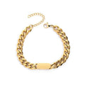 Custom Cuban Chain ID Bracelet & Anklet, Personalized Laser Engraved Name Plate Jewelry for Women & Men