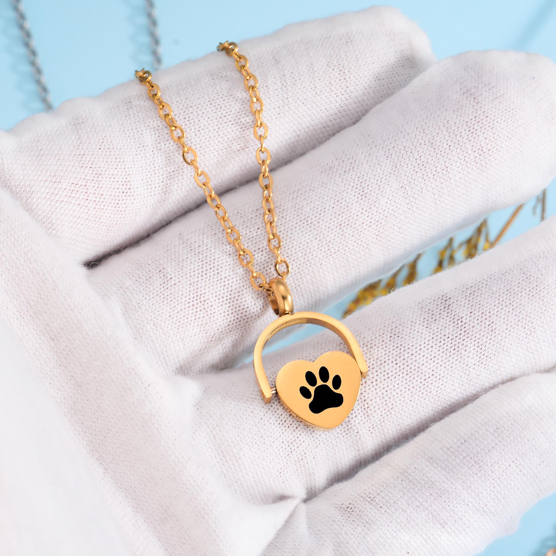 Custom Rotatable Heart Pendant Necklace, Personalized Laser Engraved for Name/Initial/Paw Print, Gift for Family & Friends