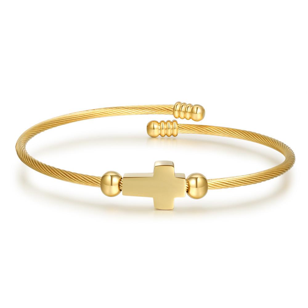 Custom Cross Wire Cuff Bracelet, Personalized Laser Engraved Name Jewelry for Women & Men