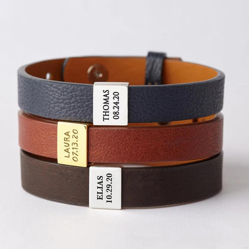 Custom Personalized Engraved Bracelet, Customizable with Names, Dates, Coordinates for Family, Couple & Friend