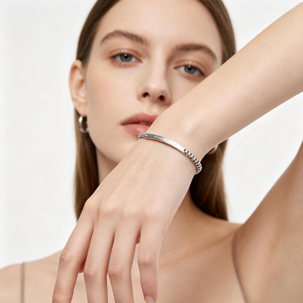 Custom Engraved Box Chain Bracelet
