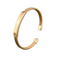 Custom Bar Design Open Cuff Bracelet, Personalized Laser Engraved Name Bangle for Women & Men