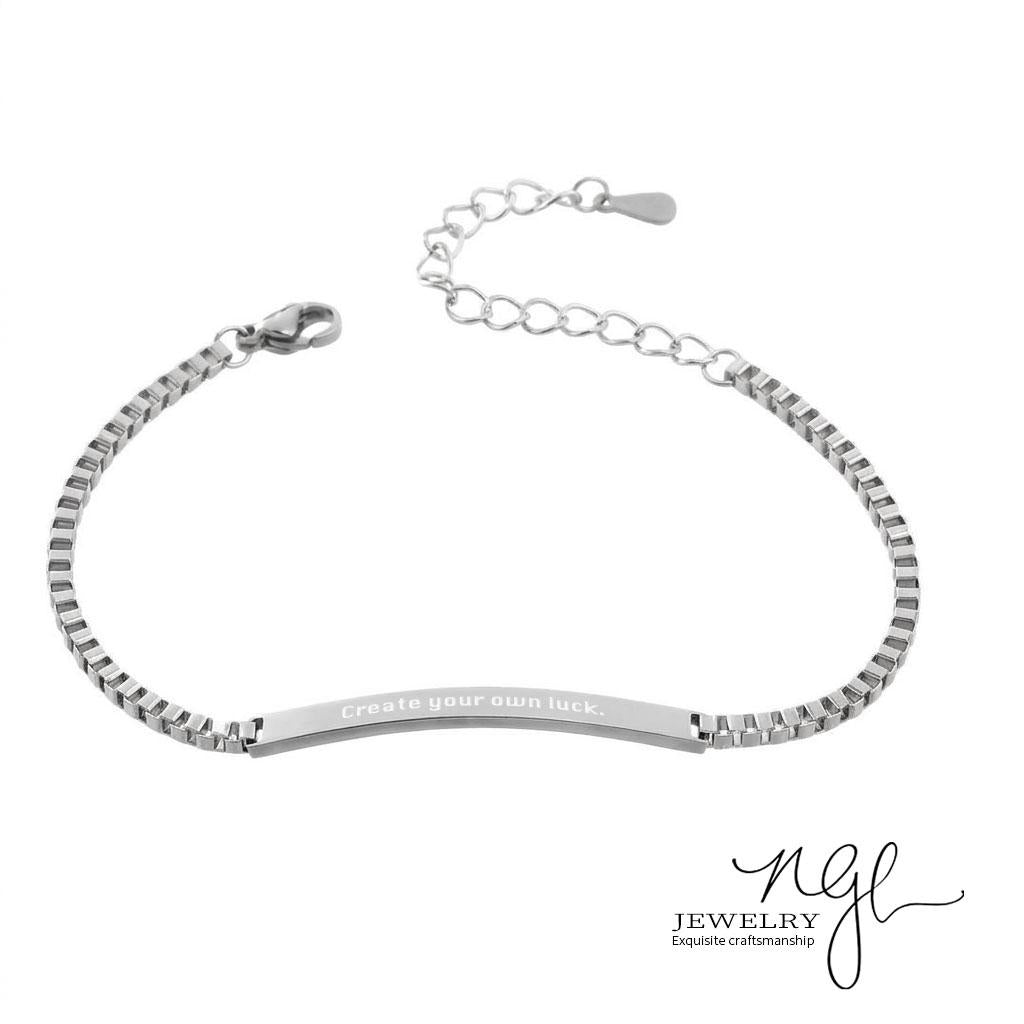 Custom Engraved Box Chain Bracelet