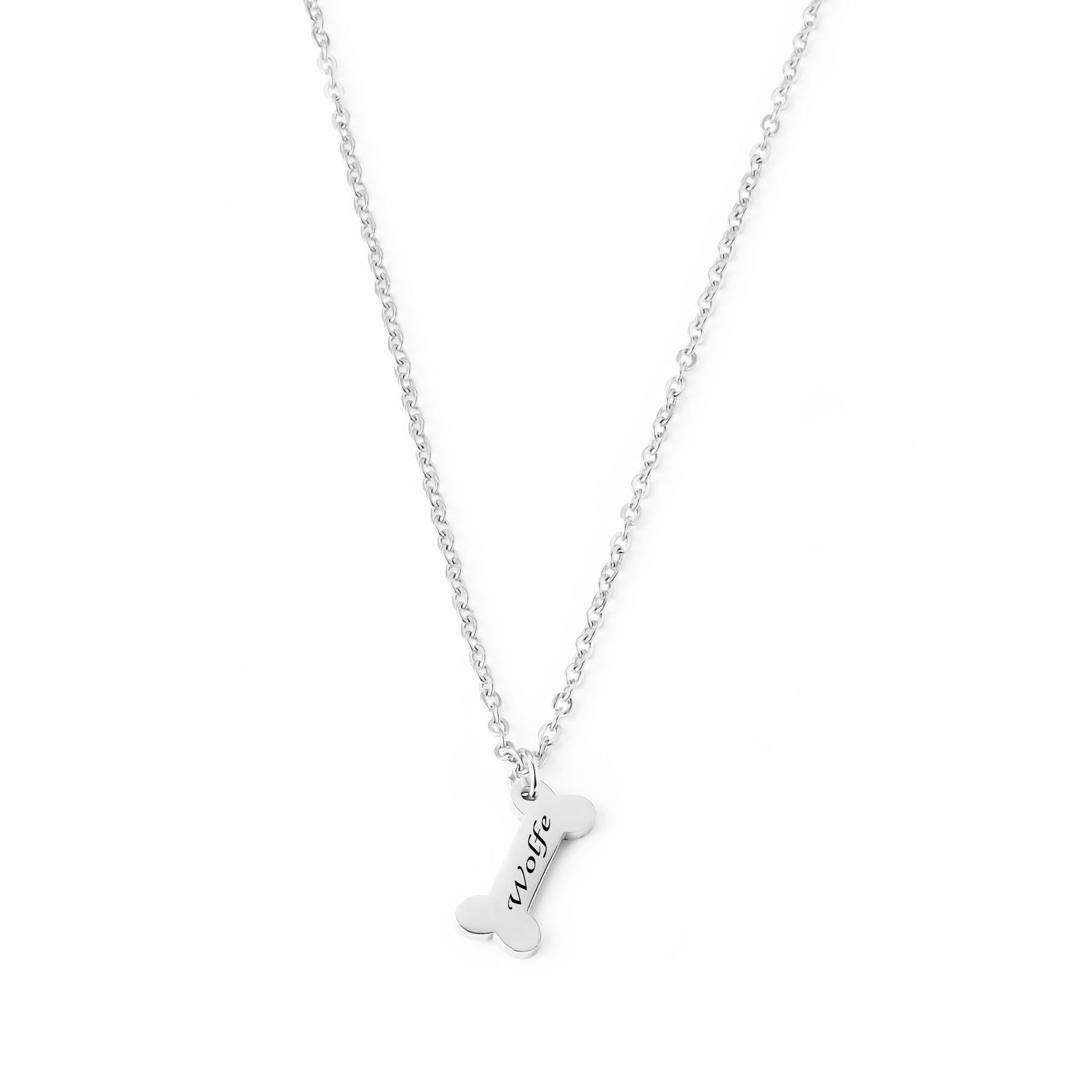 Custom Dog Bone Necklace, Personalized Laser Engraved Name Pendant for Pet Lovers & Friends