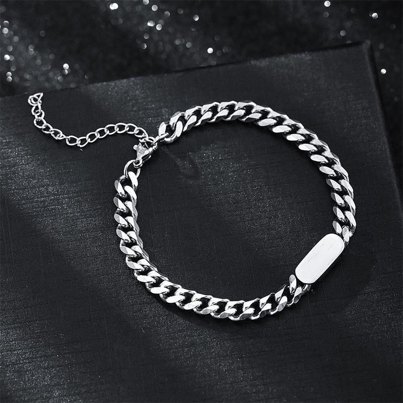 Custom Cuban Chain ID Bracelet & Anklet, Personalized Laser Engraved Name Plate Jewelry for Women & Men