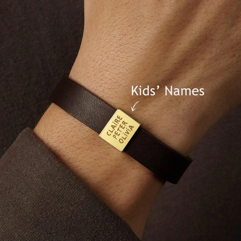Custom Personalized Engraved Bracelet, Customizable with Names, Dates, Coordinates for Family, Couple & Friend