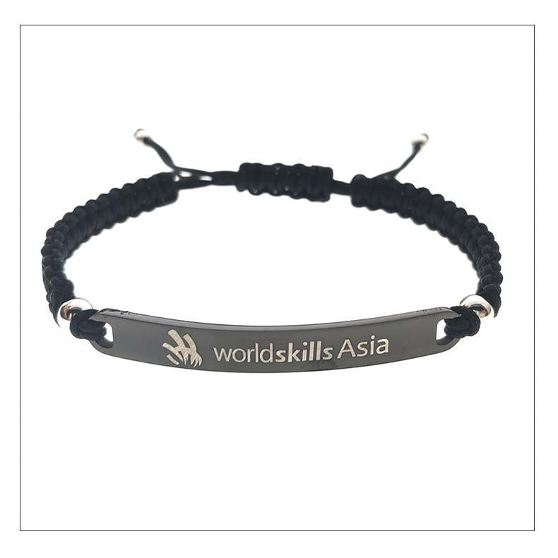 Custom Rope Braided Bar Bracelet & Anklet, Personalized Laser Engraved Name Jewelry for Friend & Couple