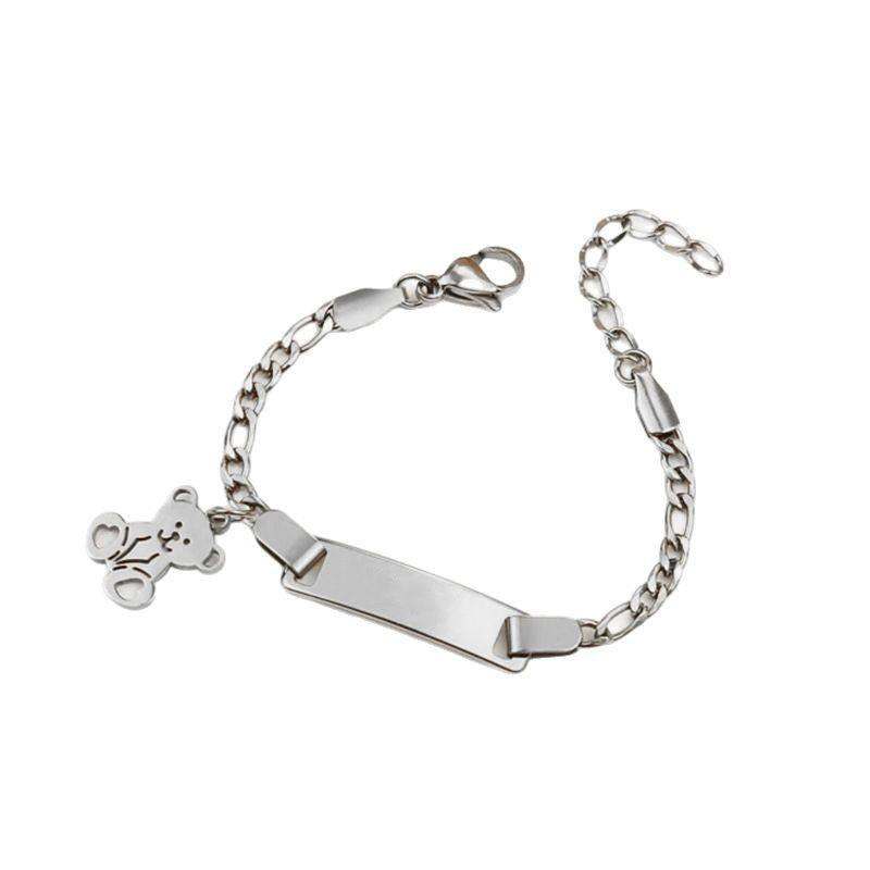 Custom Kids Teddy Bear Bracelet | Personalized Engraved Name Gold Bracelet for Toddlers & Children