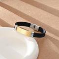 Custom Personalized Laser Engraved Black Band Plate Bracelet/Anklet, Modern Adjustable Jewelry for Men & Women with Name Engraving