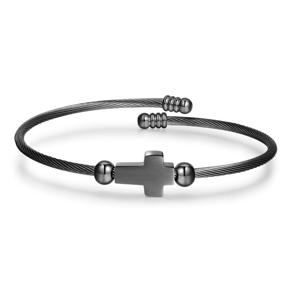 Custom Cross Wire Cuff Bracelet, Personalized Laser Engraved Name Jewelry for Women & Men