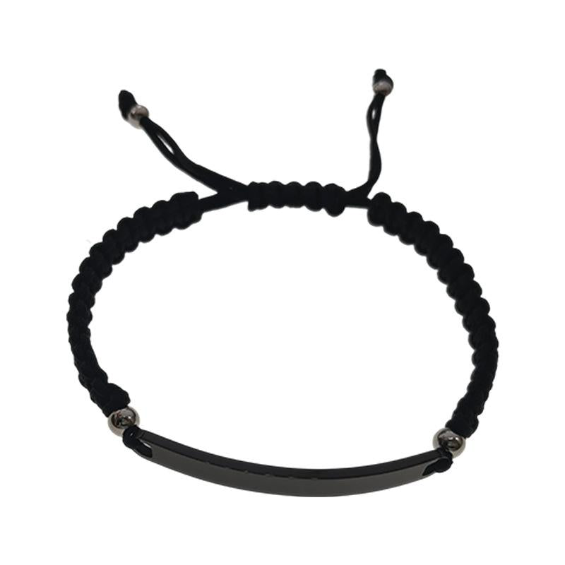 Custom Rope Braided Bar Bracelet & Anklet, Personalized Laser Engraved Name Jewelry for Friend & Couple