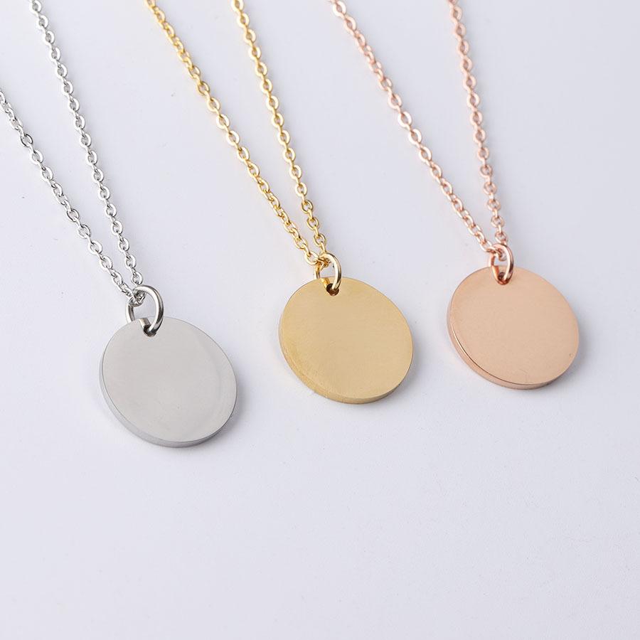 Custom Round Disc Necklace, Personalized Name Engraved Pendant for Women & Best Friends